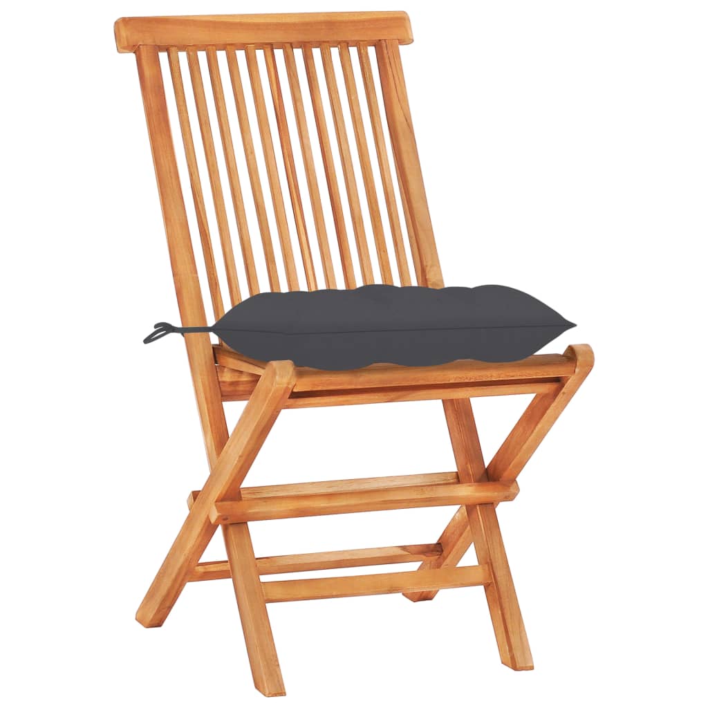 Ensemble de bistro 3 pcs avec coussins anthracite Bois de teck
