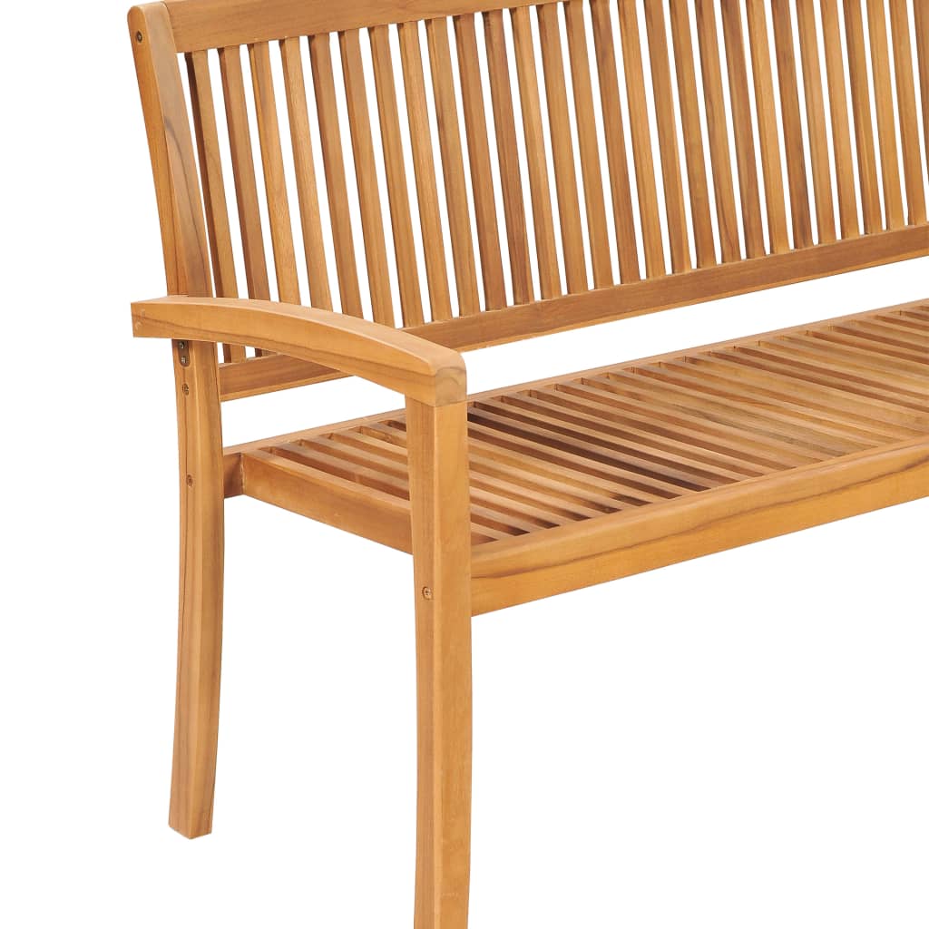 Banc de jardin empilable et coussin 159 cm Bois de teck massif Bancs de jardin vidaXL