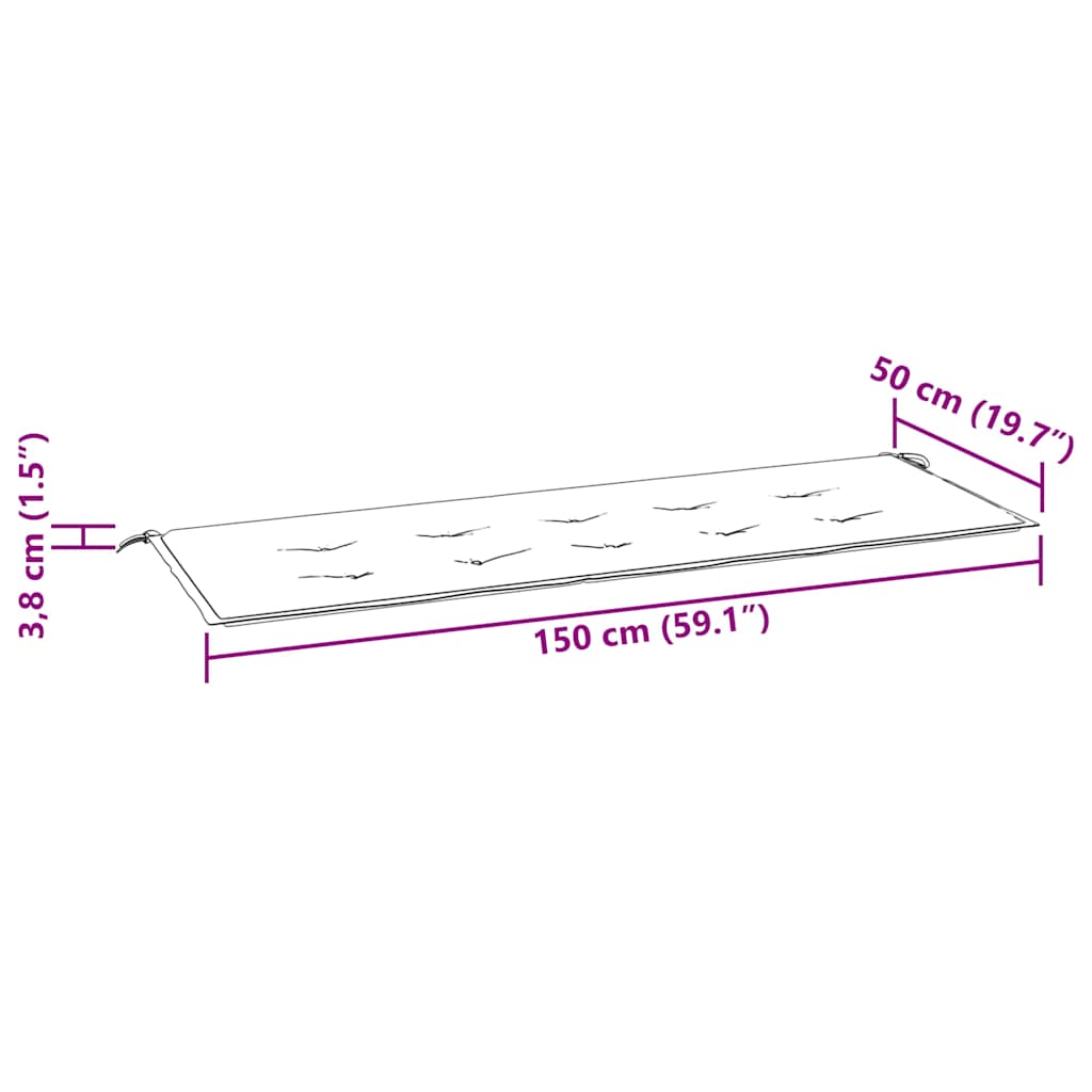 Banc de jardin empilable et coussin 159 cm Bois de teck massif Bancs de jardin vidaXL