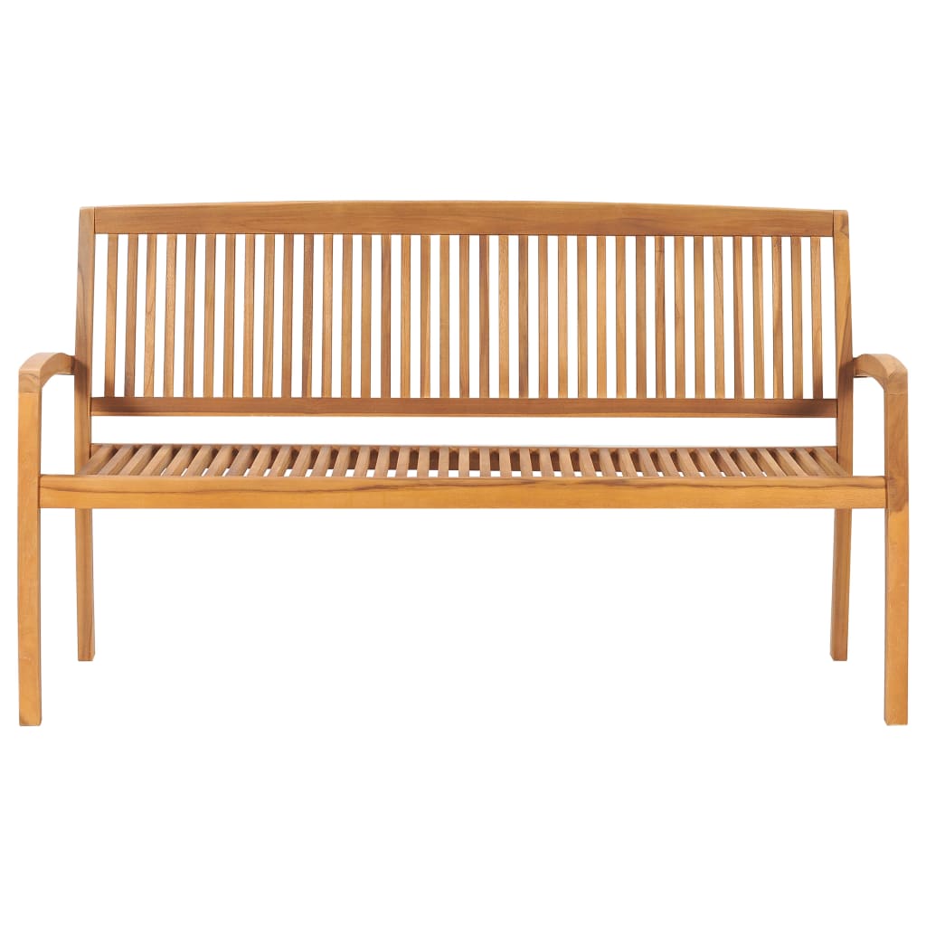 Banc de jardin empilable et coussin 159 cm Bois de teck massif Bancs de jardin vidaXL