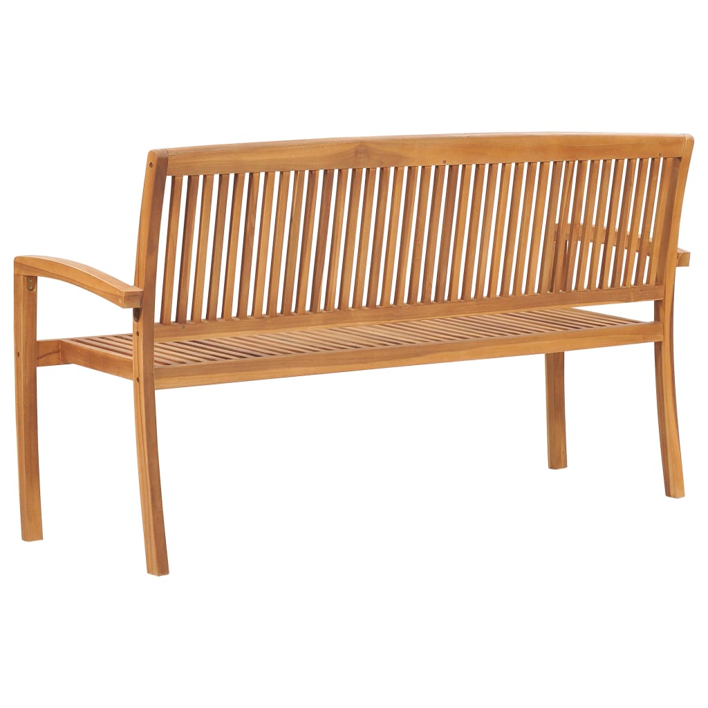 Banc de jardin empilable et coussin 159 cm Bois de teck massif Bancs de jardin vidaXL