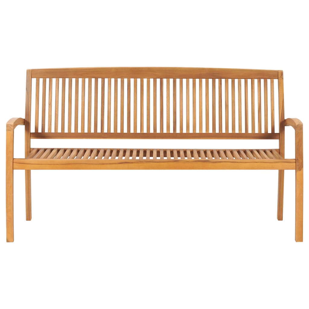 Banc de jardin empilable et coussin 159 cm Bois de teck massif Bancs de jardin vidaXL