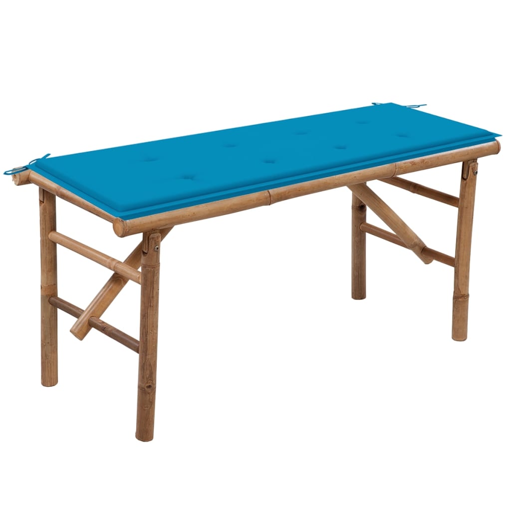 Banc de jardin pliable avec coussin 118 cm Bambou Bancs de jardin vidaXL