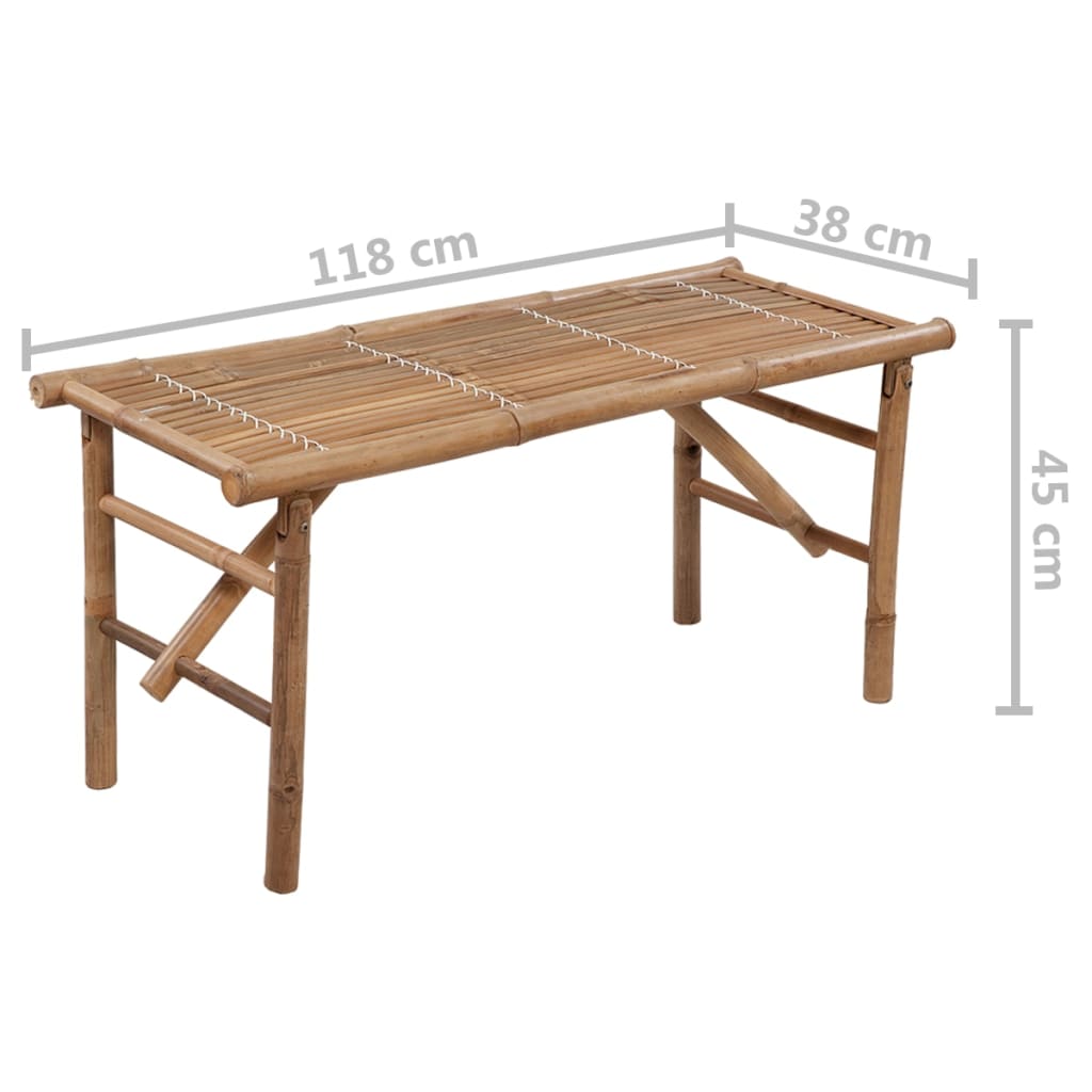 Banc de jardin pliable avec coussin 118 cm Bambou Bancs de jardin vidaXL