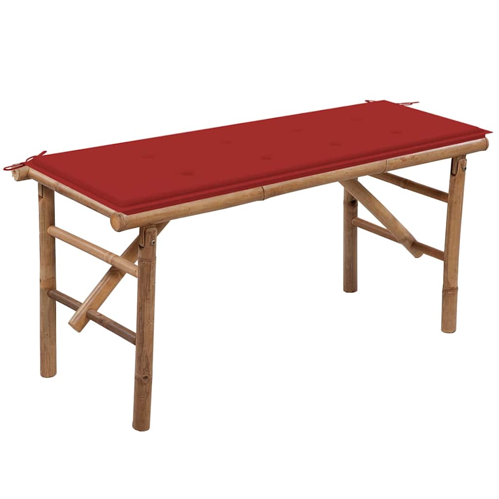 Banc de jardin pliable avec coussin 118 cm Bambou Bancs de jardin vidaXL