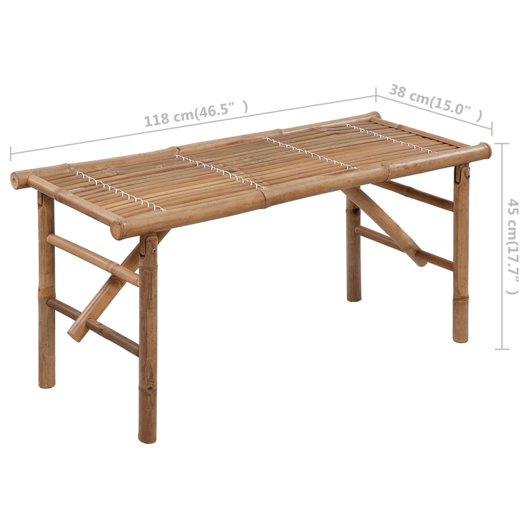 Banc de jardin pliable avec coussin 118 cm Bambou Bancs de jardin vidaXL