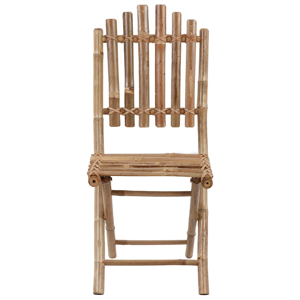 Mobilier à dîner d'extérieur pliable 5 pcs avec coussins bambou