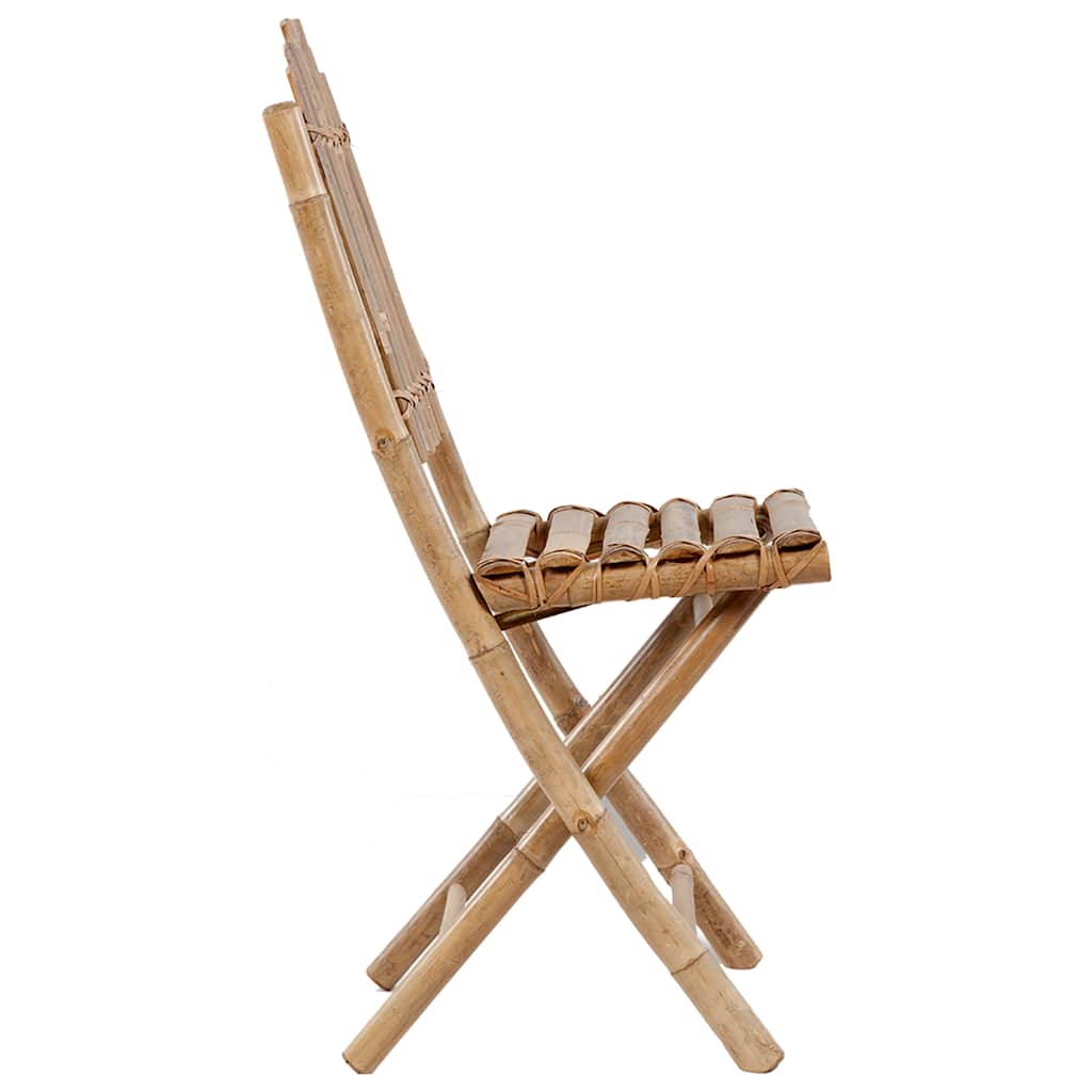 Mobilier à dîner d'extérieur pliable 5 pcs avec coussins bambou