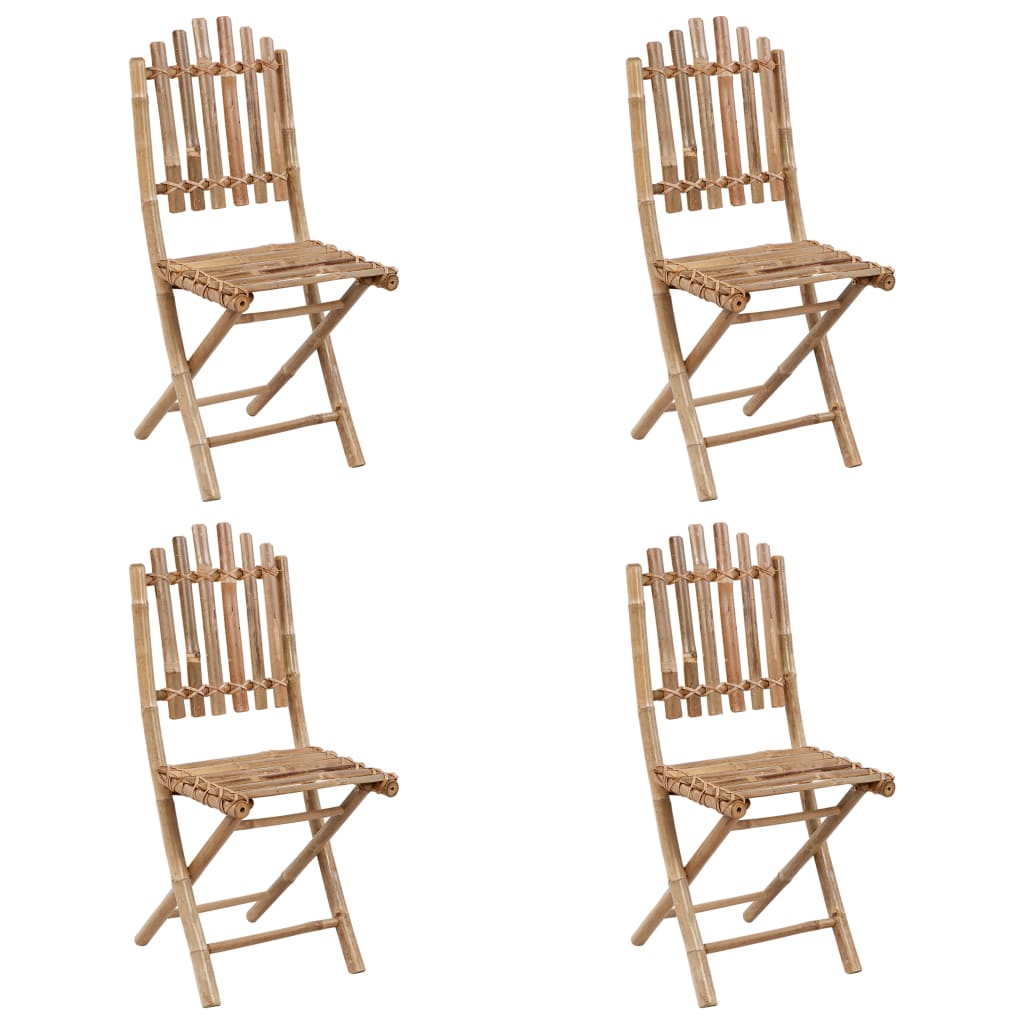 Ensemble à manger d'extérieur pliable 5pcs avec coussins Bambou