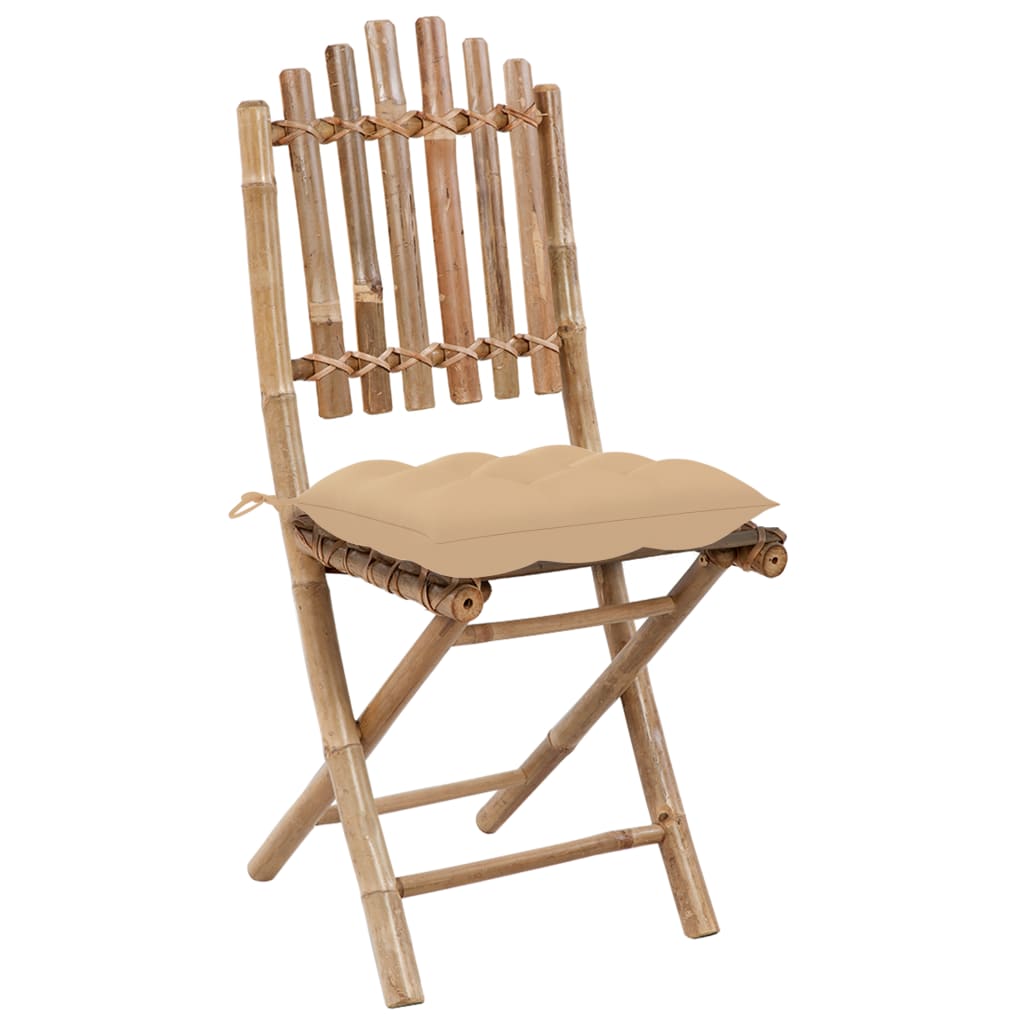 Ensemble à manger d'extérieur pliable 5pcs avec coussins Bambou