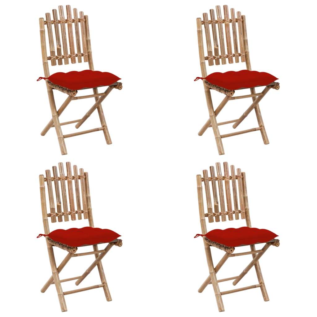 Ensemble à manger d'extérieur pliable 5pcs avec coussins Bambou