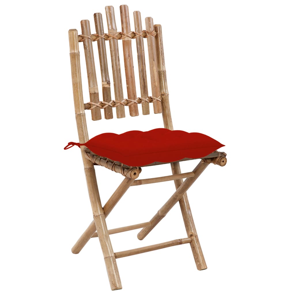 Ensemble à manger d'extérieur pliable 5pcs avec coussins Bambou