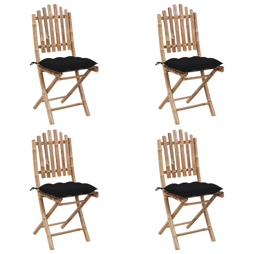Ensemble à manger d'extérieur pliable 5pcs avec coussins Bambou