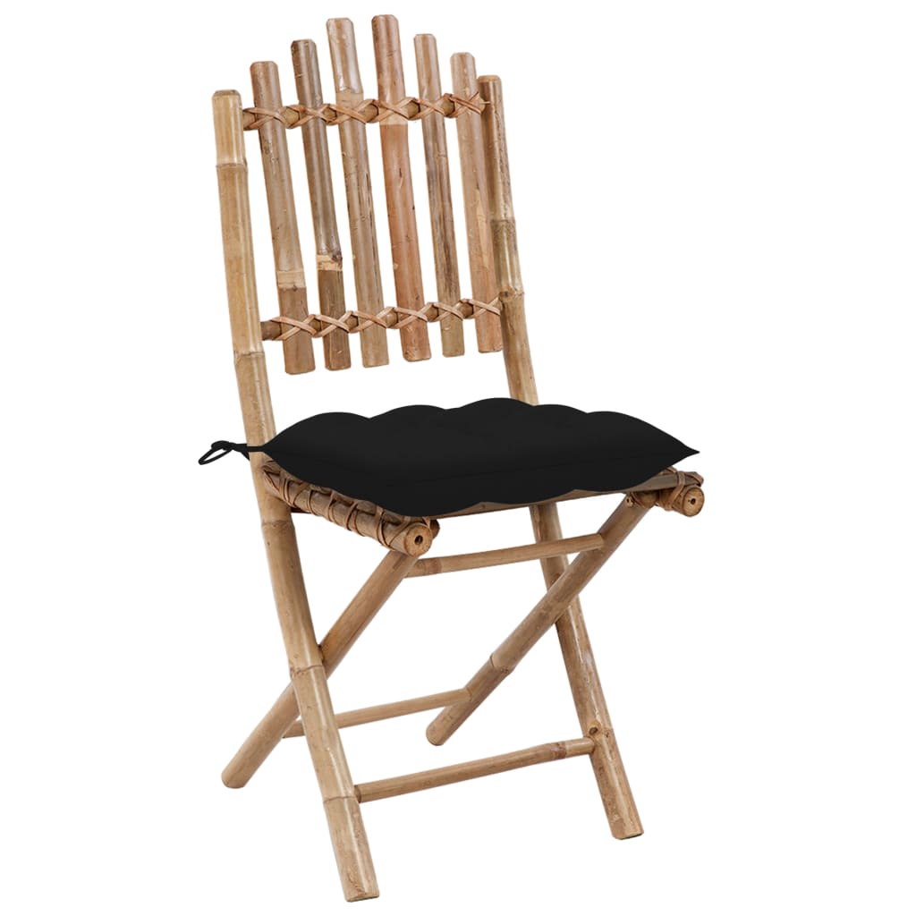 Ensemble à manger d'extérieur pliable 5pcs avec coussins Bambou