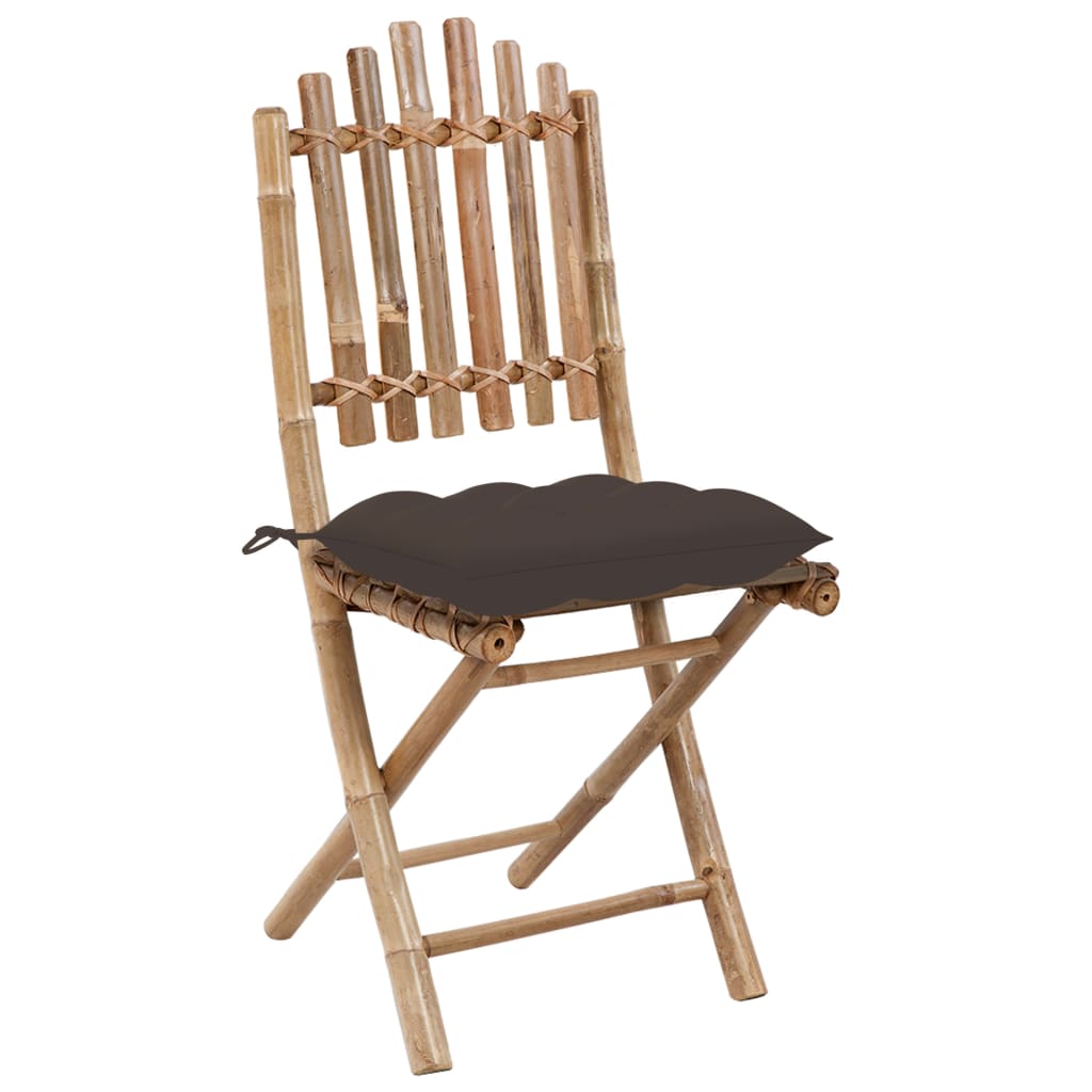 Ensemble à manger d'extérieur pliable 5pcs avec coussins Bambou