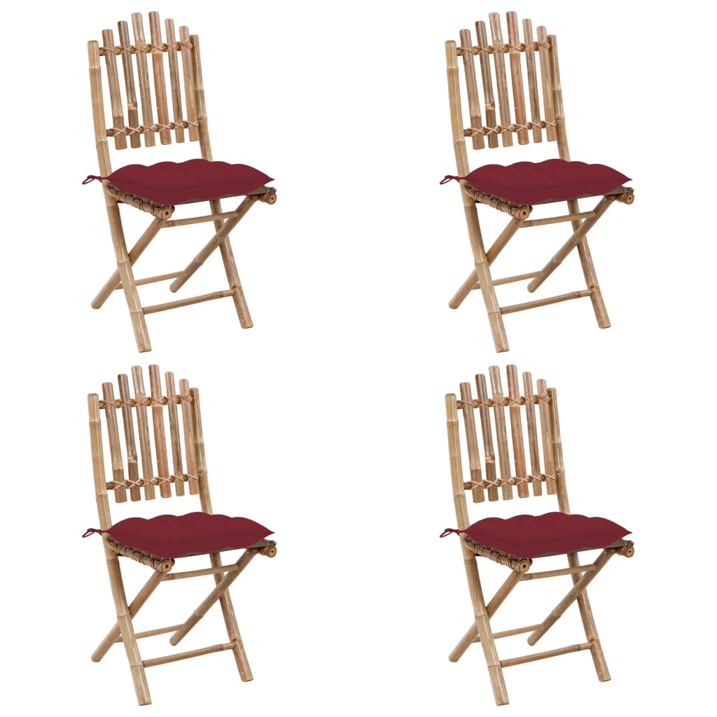 Ensemble à manger d'extérieur pliable 5pcs avec coussins Bambou
