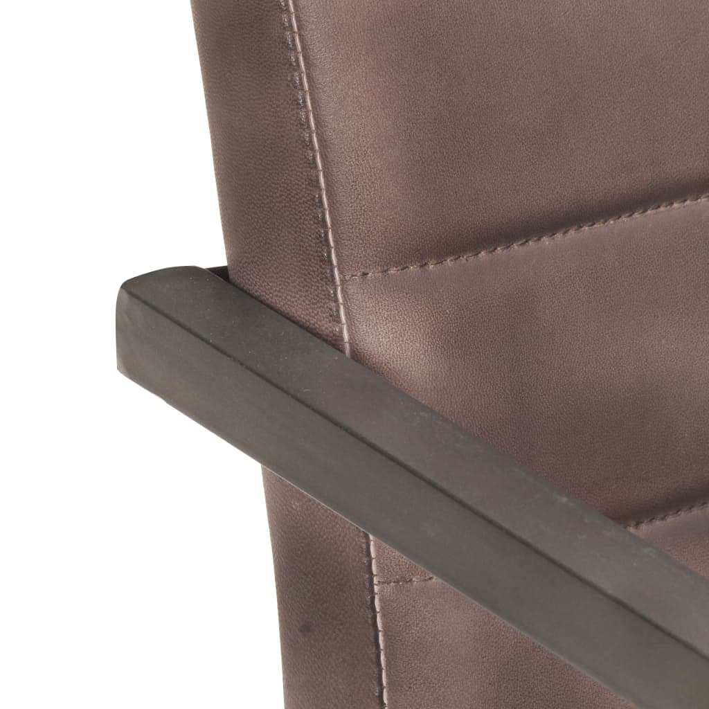 Chaises à manger cantilever lot de 4 marron cuir véritable - XIOS
