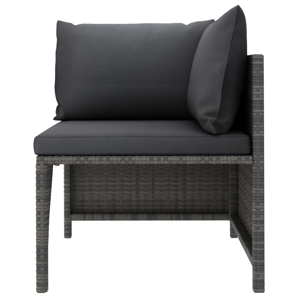 Salon de jardin 5 pcs avec coussins Résine tressée Gris