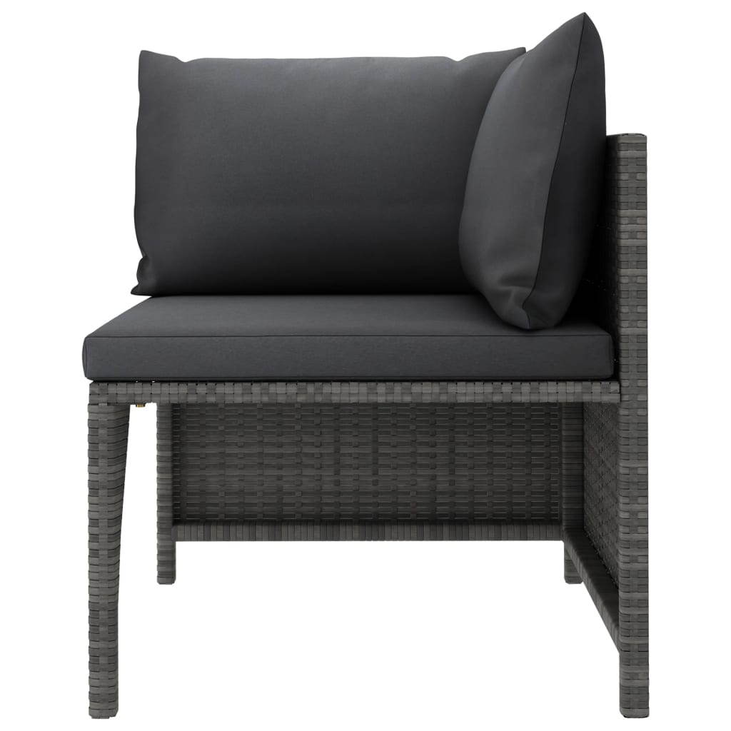 Salon de jardin 6 pcs avec coussins Résine tressée Gris