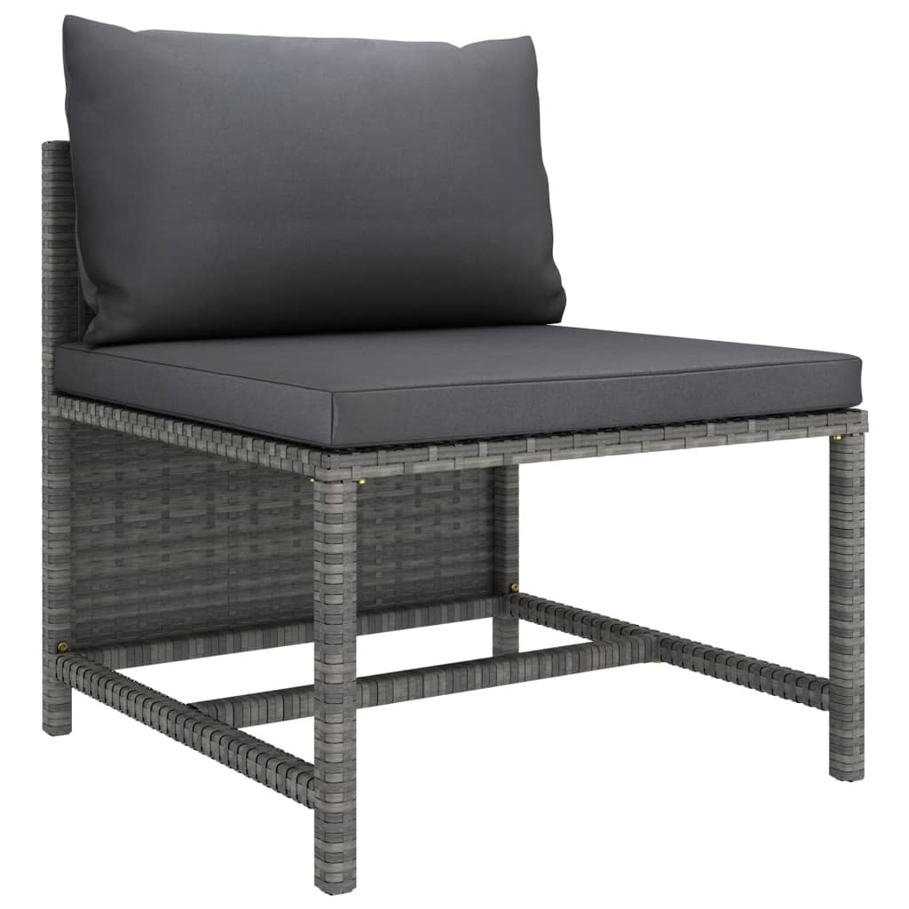 Salon de jardin 6 pcs avec coussins Résine tressée Gris