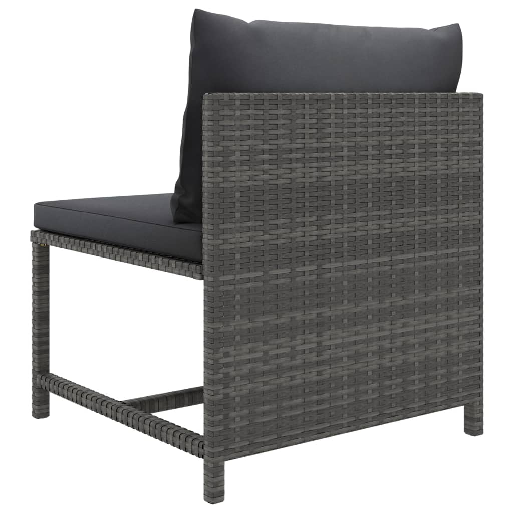 Salon de jardin 6 pcs avec coussins Résine tressée Gris