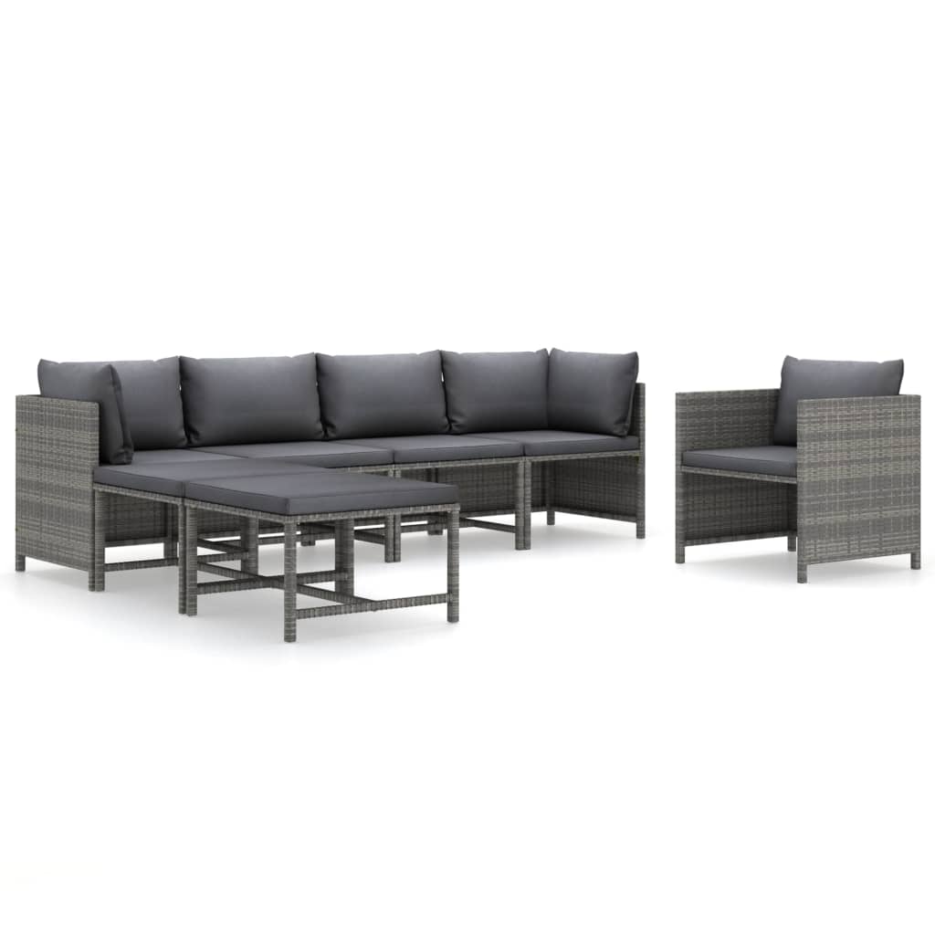 Salon de jardin 7 pcs avec coussins Résine tressée Gris - XIOS
