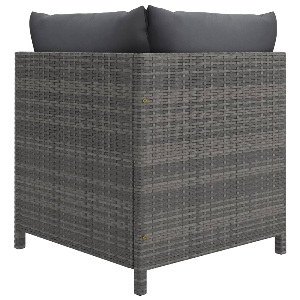 Salon de jardin 7 pcs avec coussins Résine tressée Gris