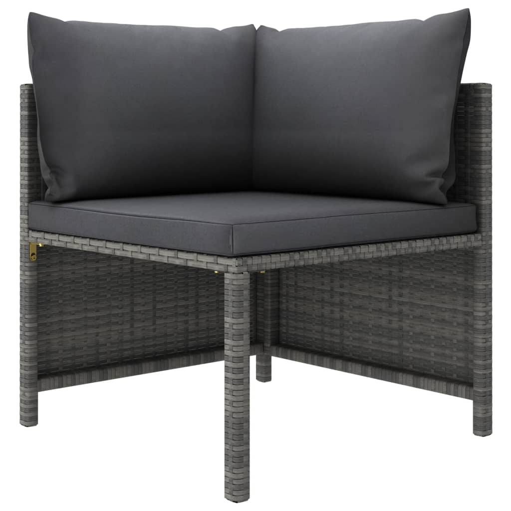 Salon de jardin 7 pcs avec coussins Résine tressée Gris