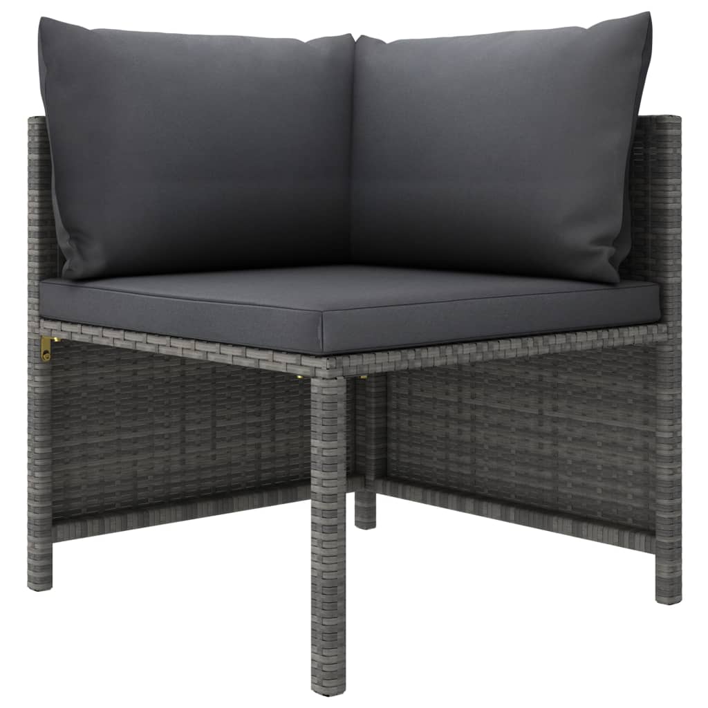 Salon de jardin 9 pcs avec coussins Résine tressée Gris
