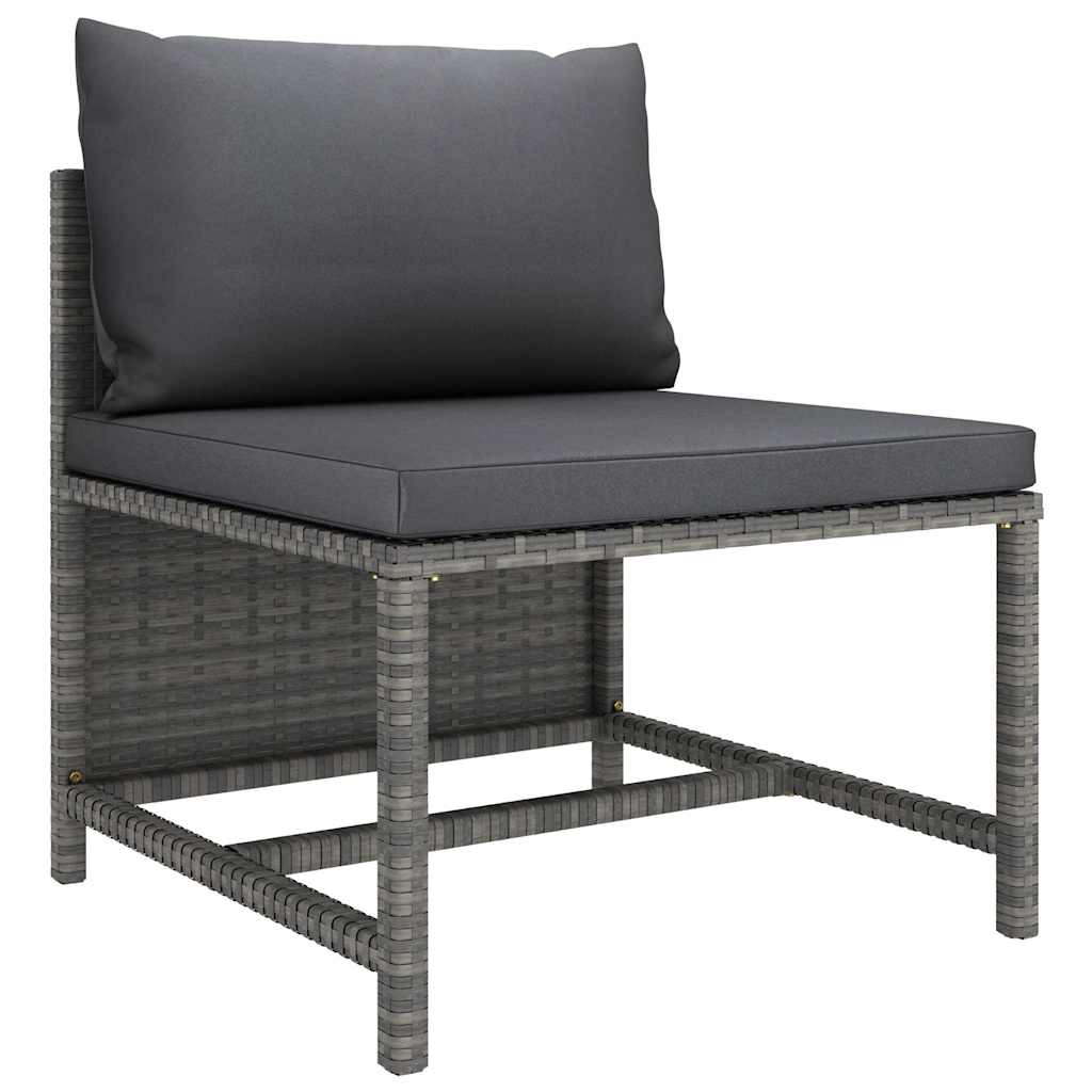 Salon de jardin 12 pcs avec coussins Résine tressée Gris