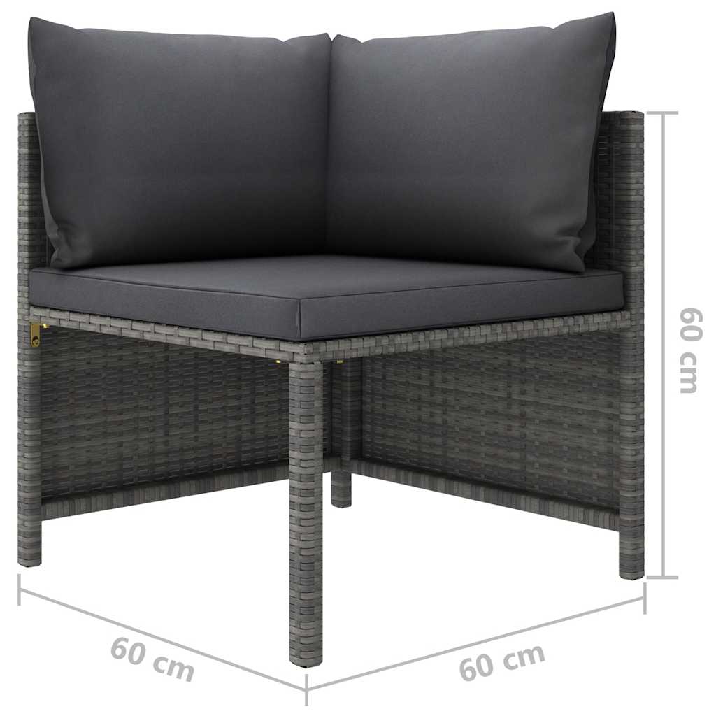 Salon de jardin 12 pcs avec coussins Résine tressée Gris