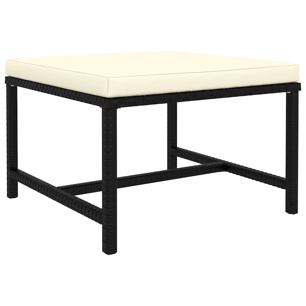 Salon de jardin 6 pcs avec coussins Résine tressée Noir