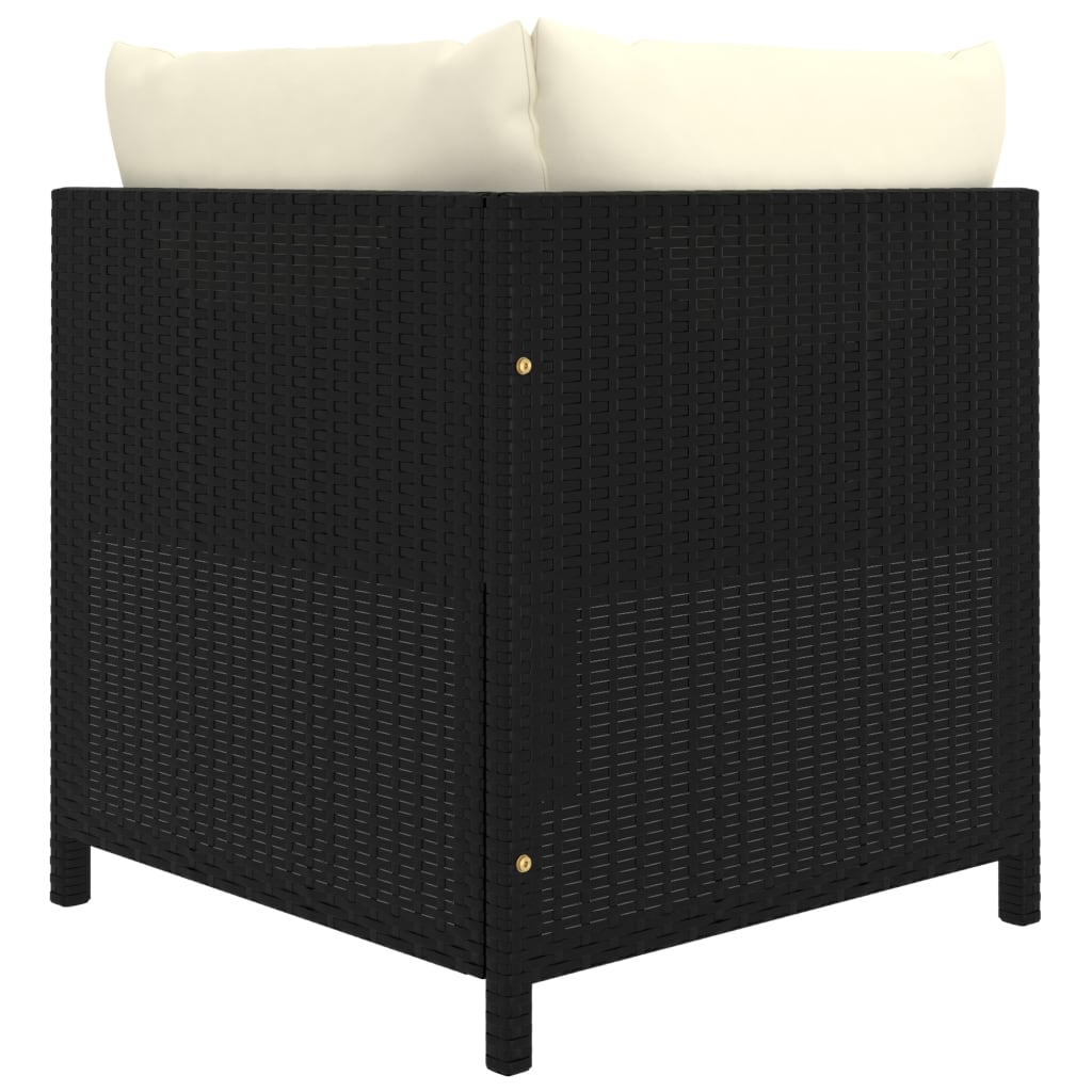 Salon de jardin 6 pcs avec coussins Résine tressée Noir