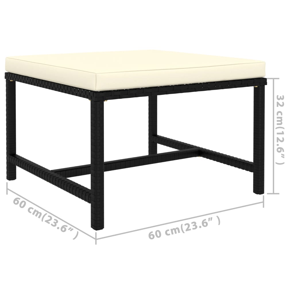Salon de jardin 6 pcs avec coussins Résine tressée Noir