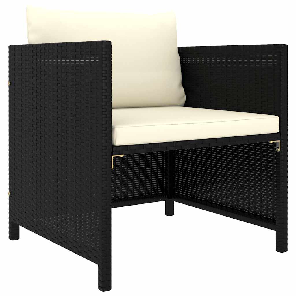 Salon de jardin 7 pcs avec coussins Résine tressée Noir