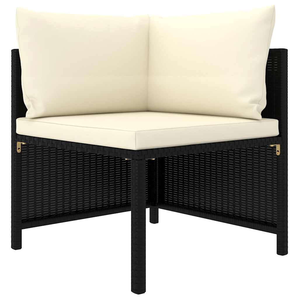 Salon de jardin 6 pcs avec coussins Résine tressée Noir