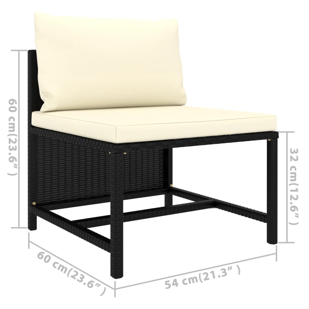 Salon de jardin 7 pcs avec coussins Résine tressée Noir