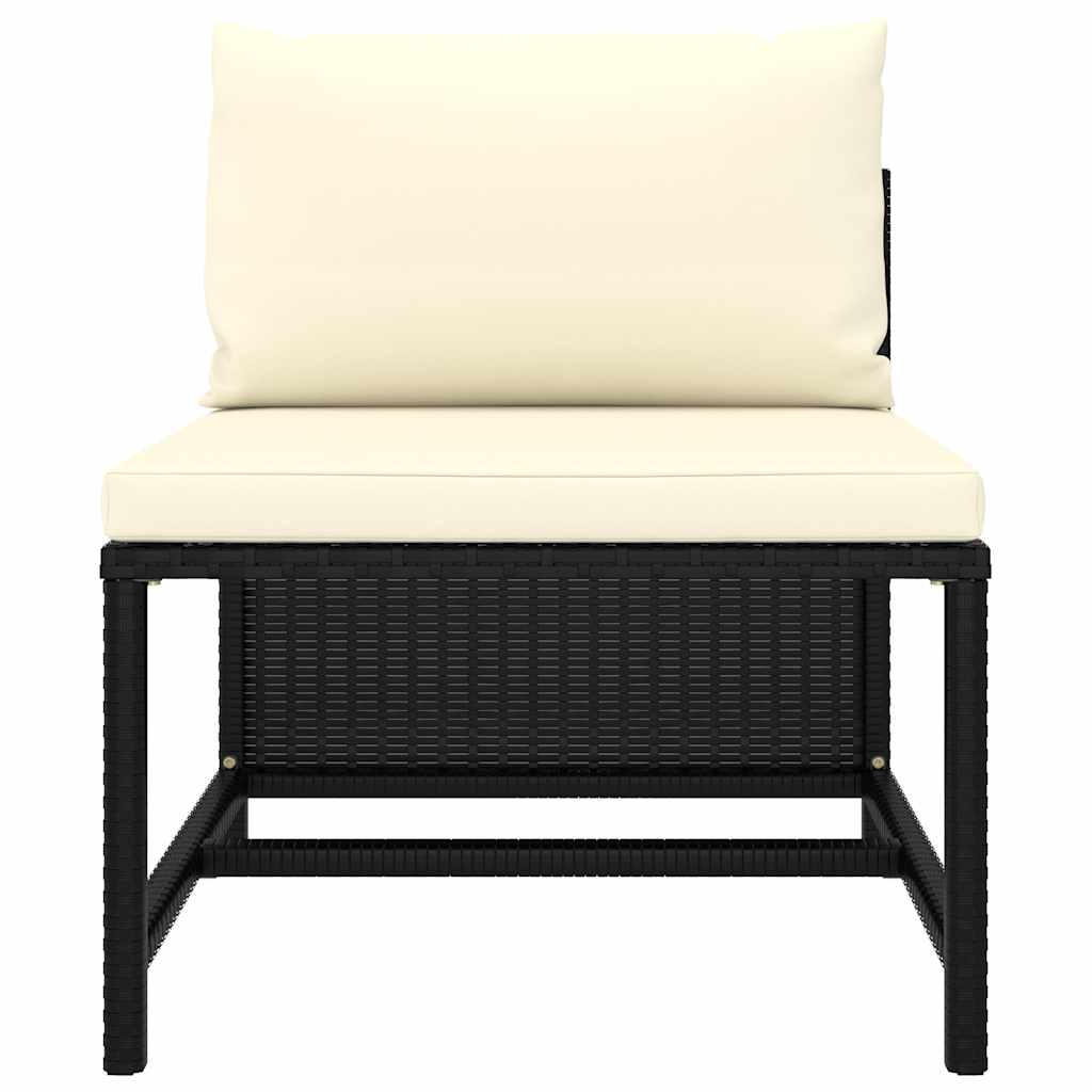 Salon de jardin 7 pcs avec coussins Résine tressée Noir