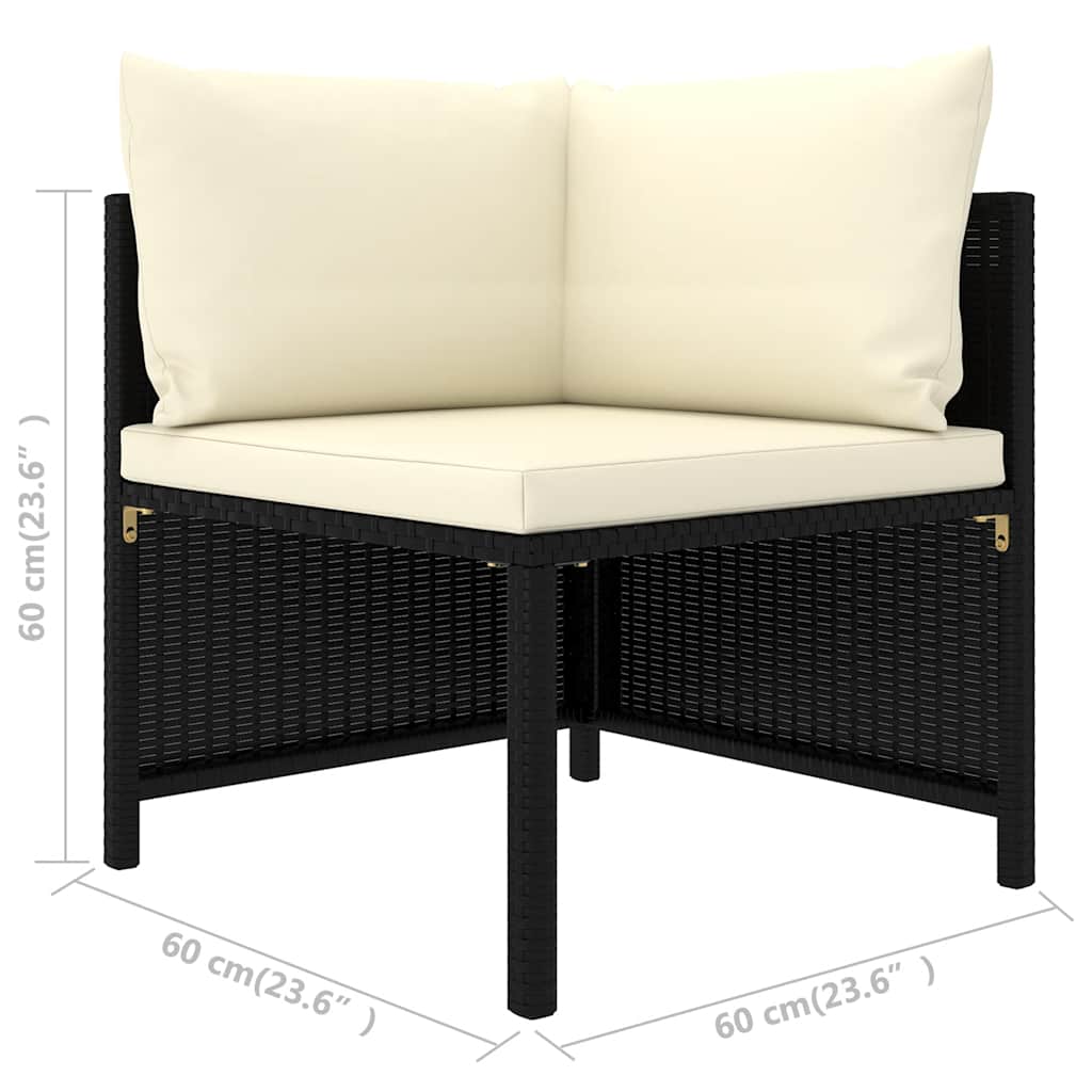 Salon de jardin 9 pcs avec coussins Résine tressée Noir