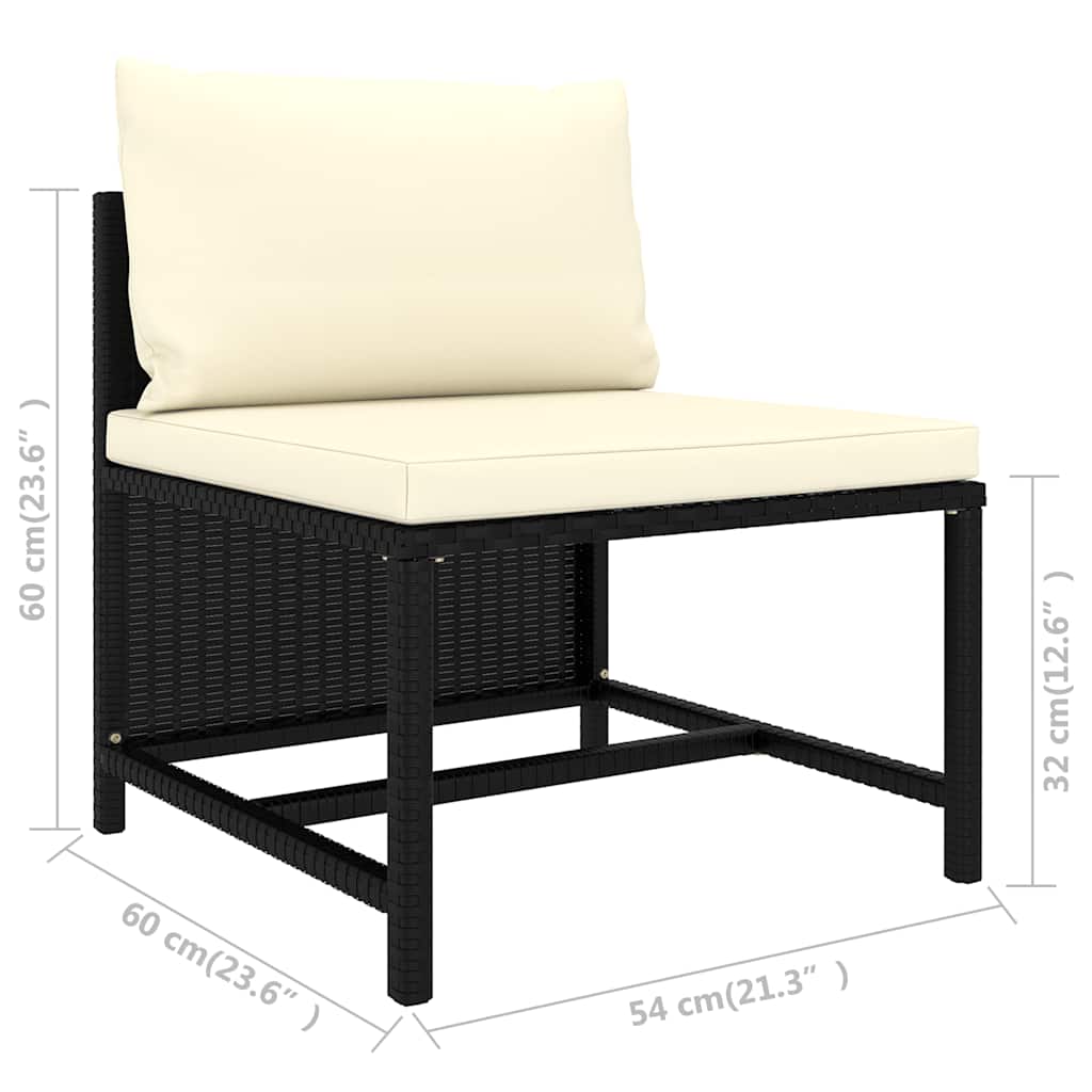 Salon de jardin 9 pcs avec coussins Résine tressée Noir