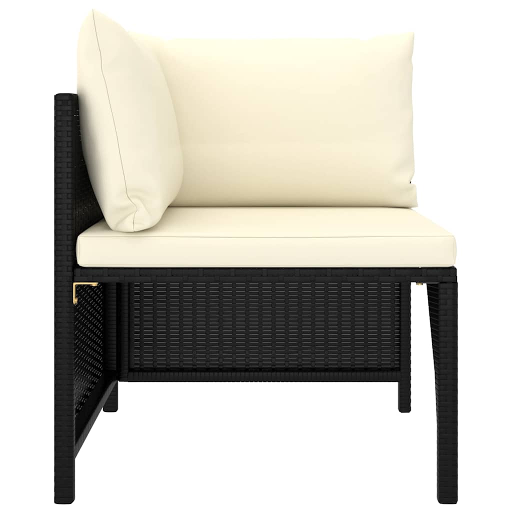Salon de jardin 8 pcs avec coussins Résine tressée Noir