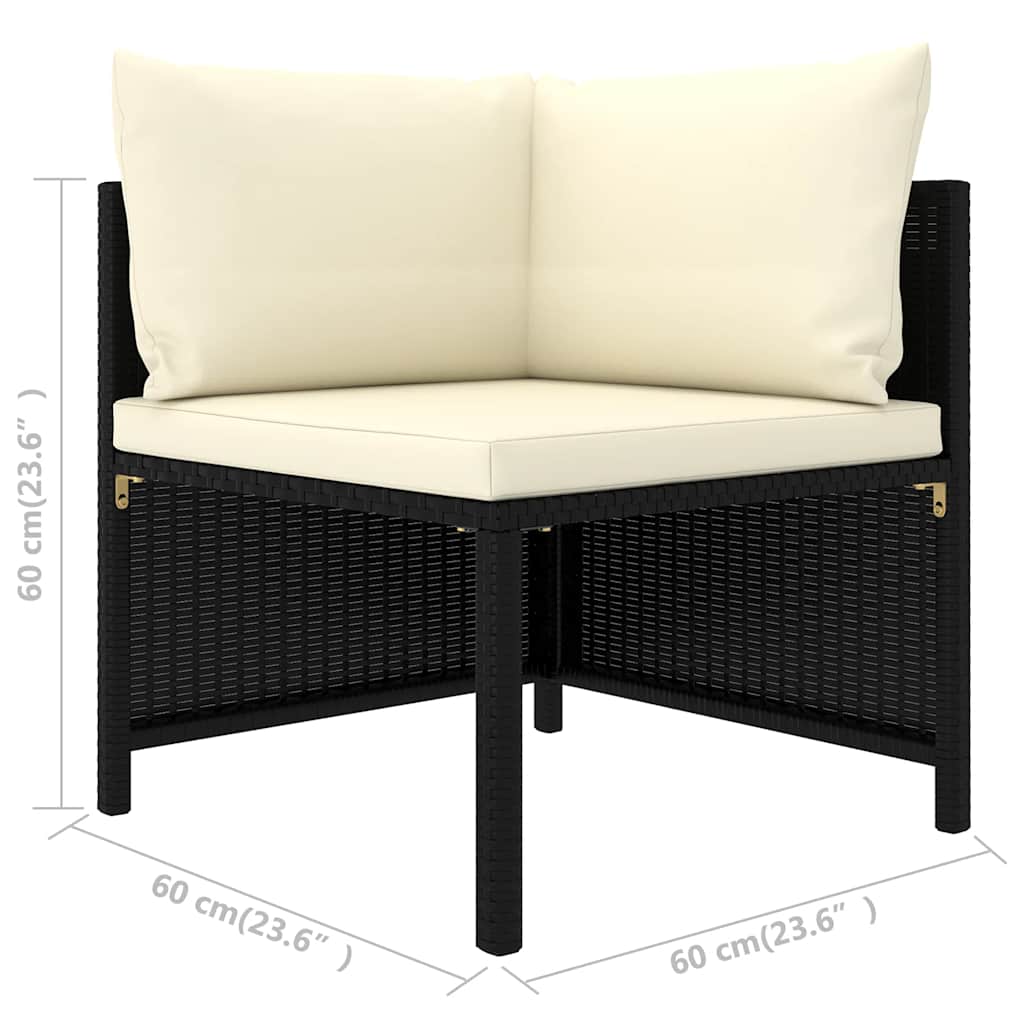 Salon de jardin 8 pcs avec coussins Résine tressée Noir