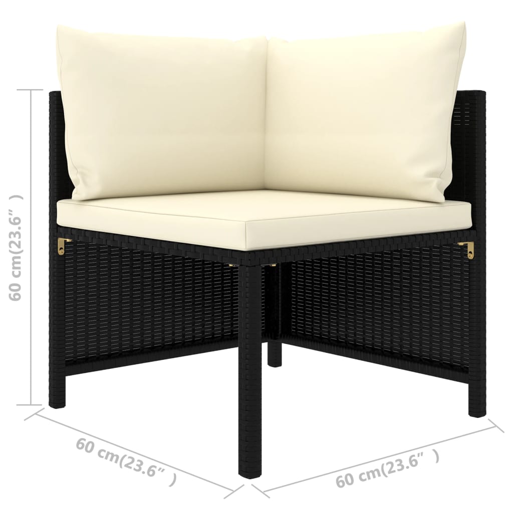 Salon de jardin 8 pcs avec coussins Résine tressée Noir