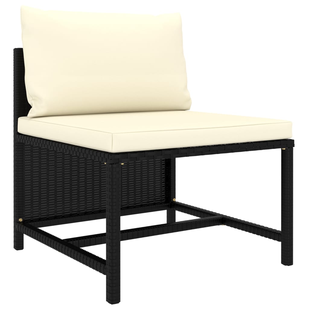 Salon de jardin 12 pcs avec coussins Résine tressée Noir