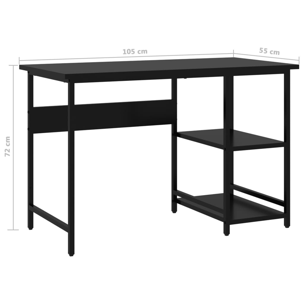 Bureau d'ordinateur Noir 105x55x72 cm MDF et métal Bureaux vidaXL