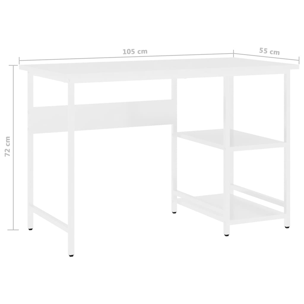 Bureau d'ordinateur Blanc 105x55x72 cm MDF et métal - XIOS