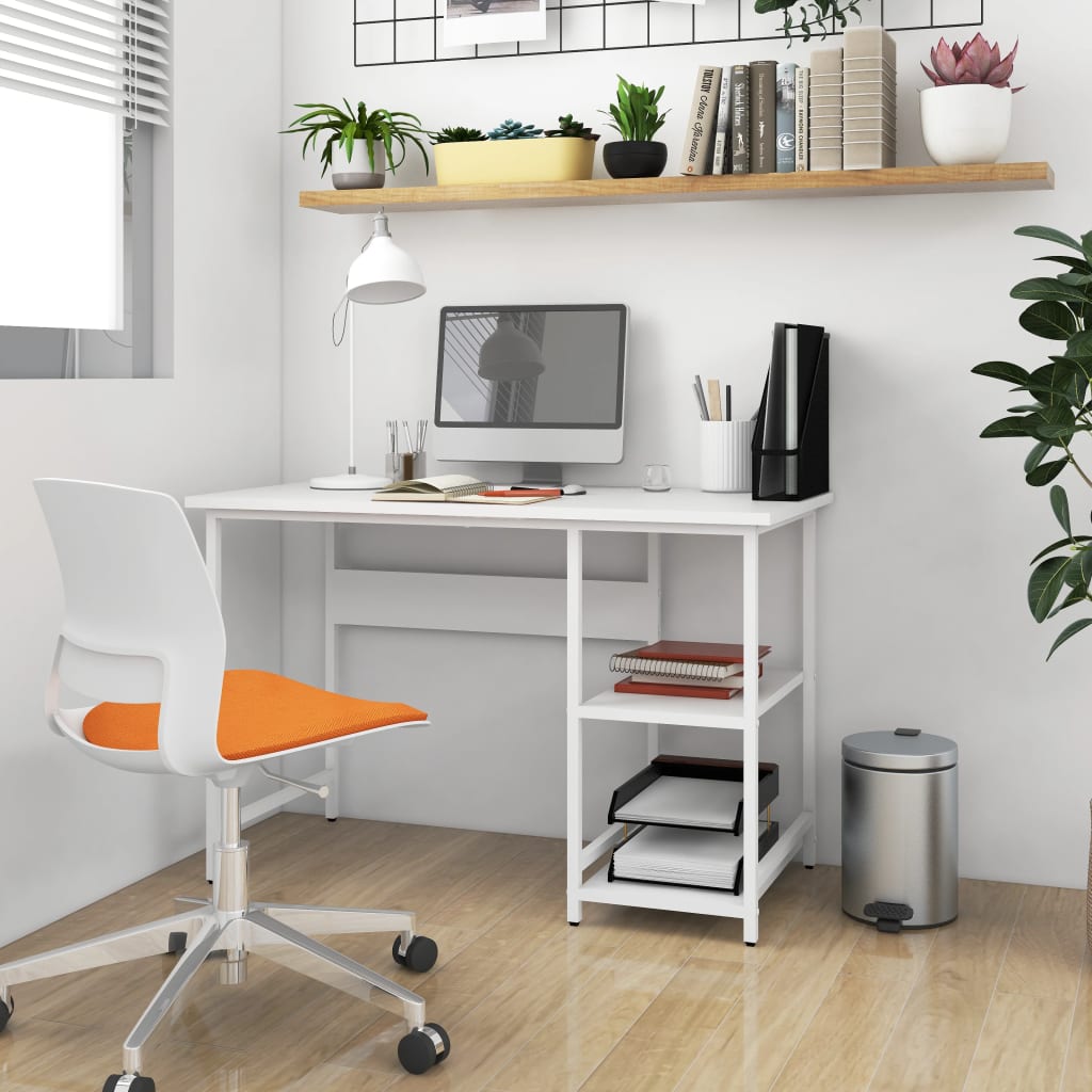 Bureau d'ordinateur Blanc 105x55x72 cm MDF et métal - XIOS