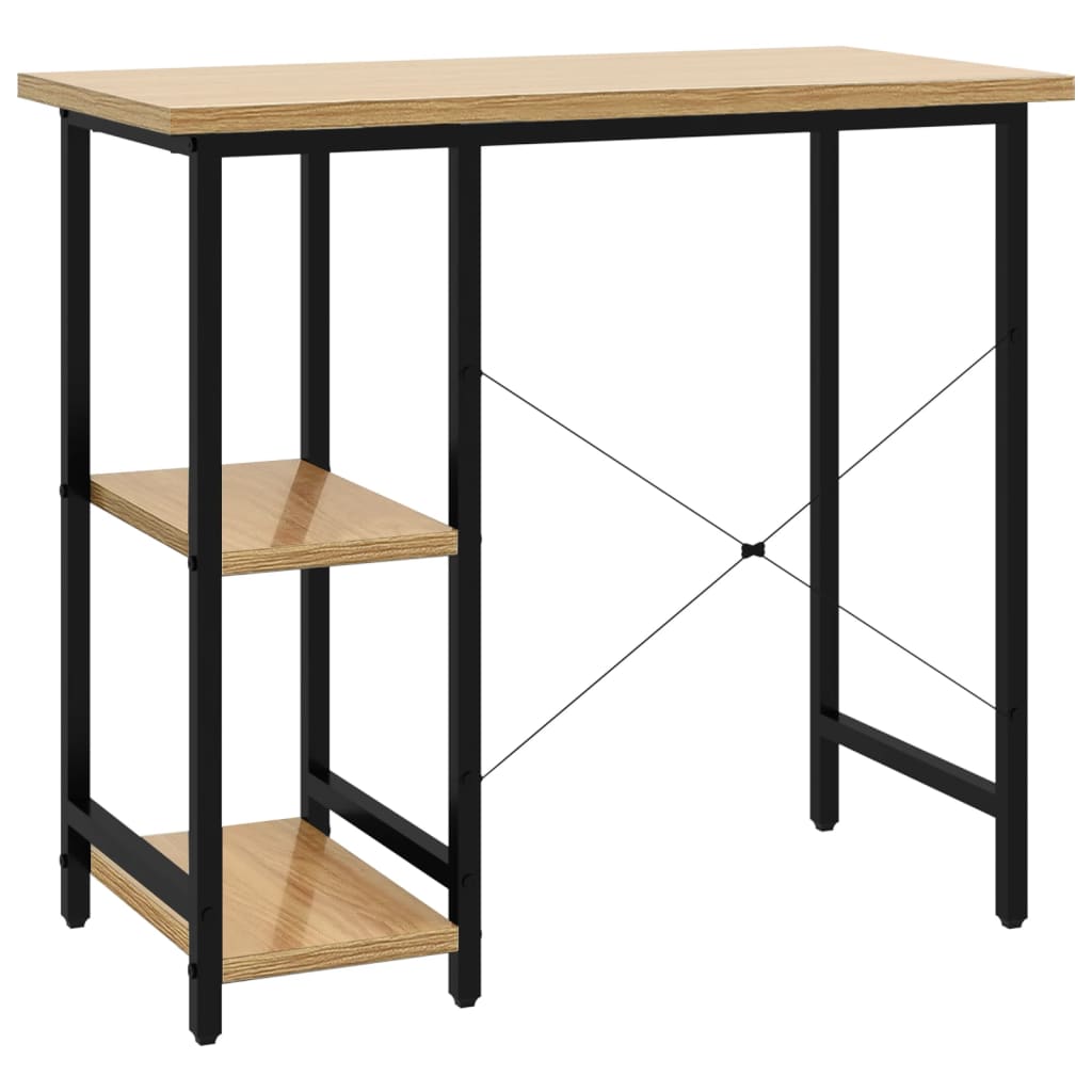 Bureau d'ordinateur Noir et chêne clair 80x40x72cm MDF et métal - XIOS