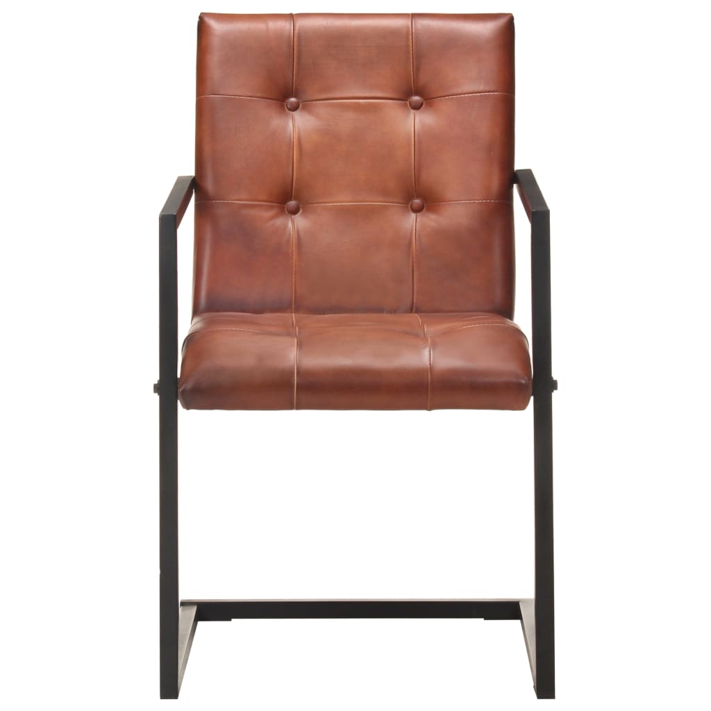 Chaises à manger cantilever lot de 4 marron cuir véritable - XIOS