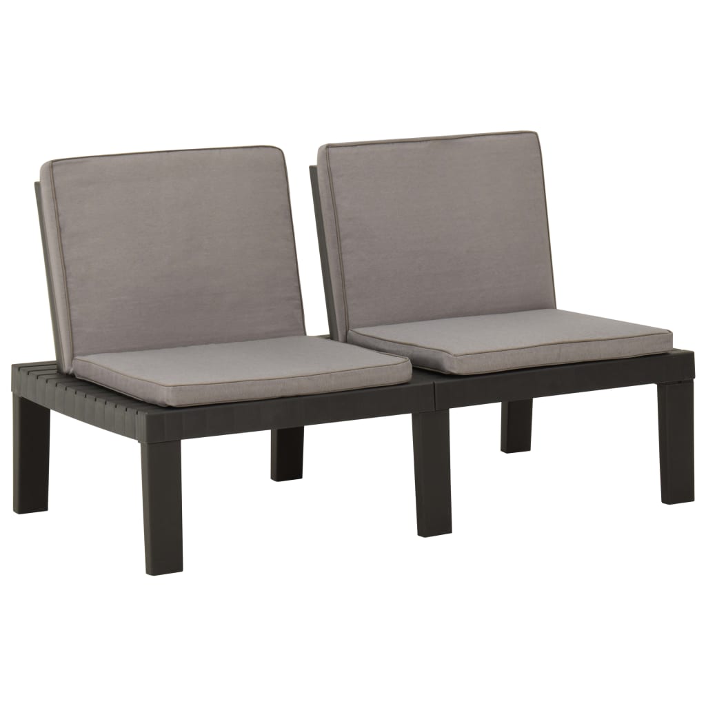 Salon de jardin 4 pcs avec coussins Plastique Gris